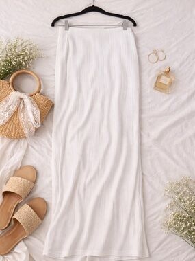 Dynamite White Ribbed Maxi Skirt